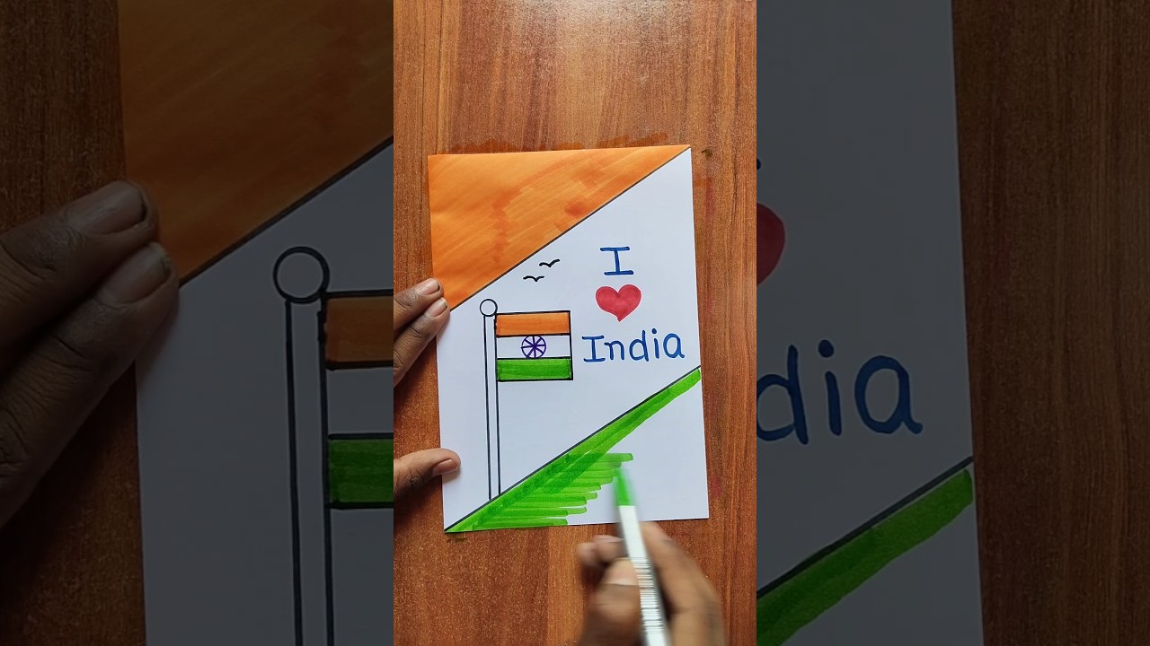 Independence Day Card Making / Independence Day ❤️ #shorts
