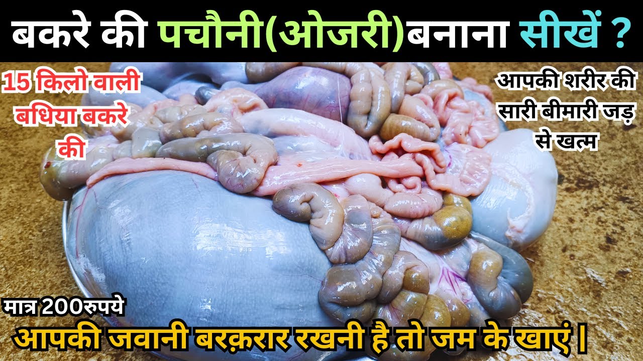 बकरे की🐐पचौनी ओजरी साफ करने से लेकर बनाने तक का तरीका गाँव के स्टाइल मे l Lamb Pachauni Ojri Recipe