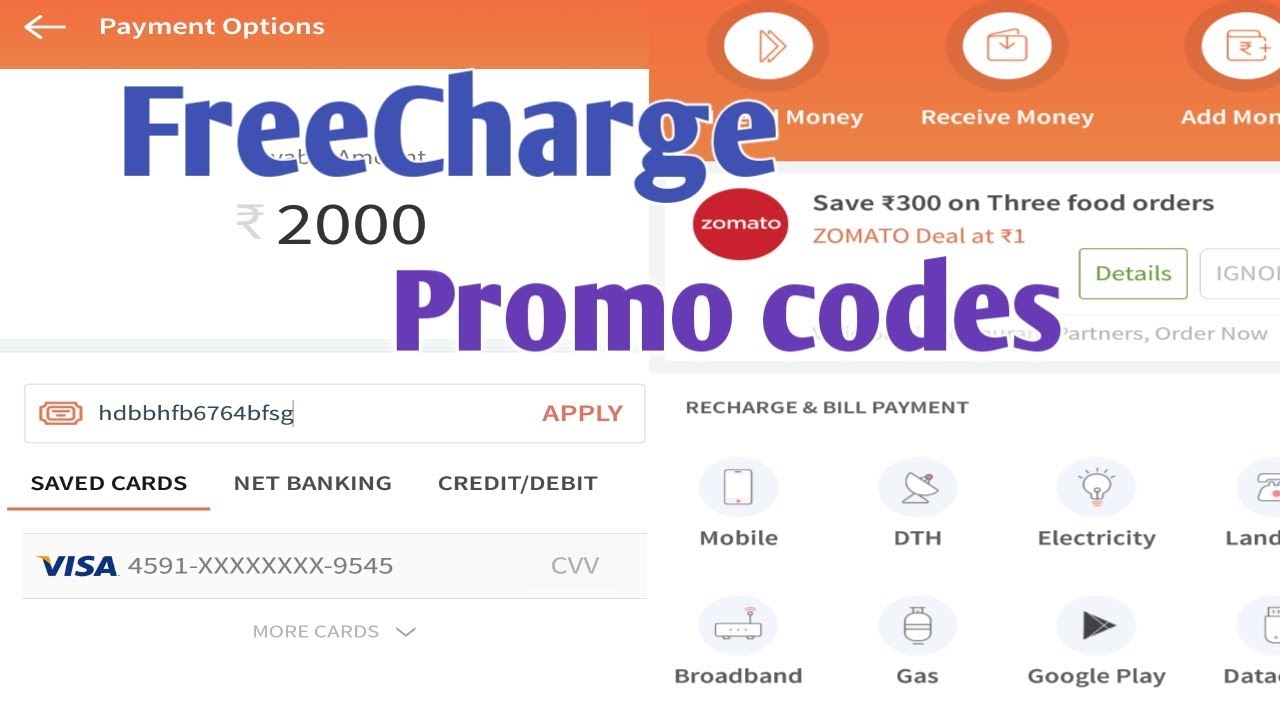 FreeCharge best Add money offers & promo codes