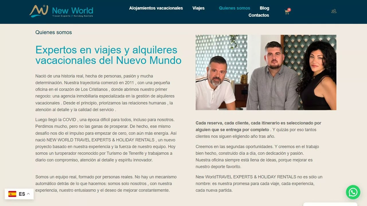 Diseño web para operador de apartamentos vacacionales | Caso real New World Tour Operator