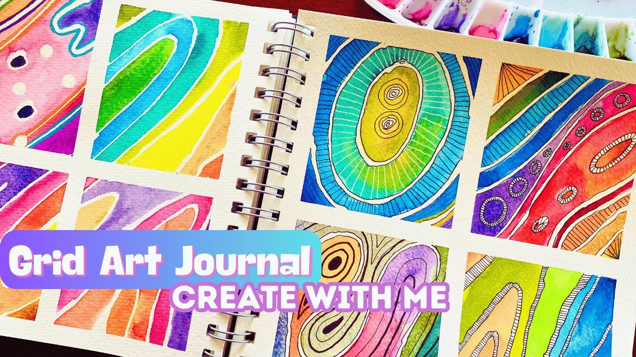 Grid Art Journal with Watercolour