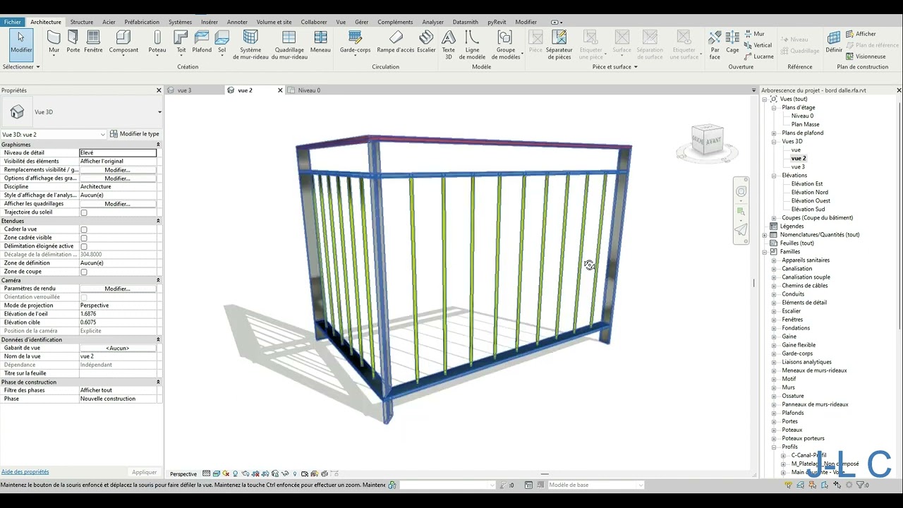 #Revit   Modification de garde corps