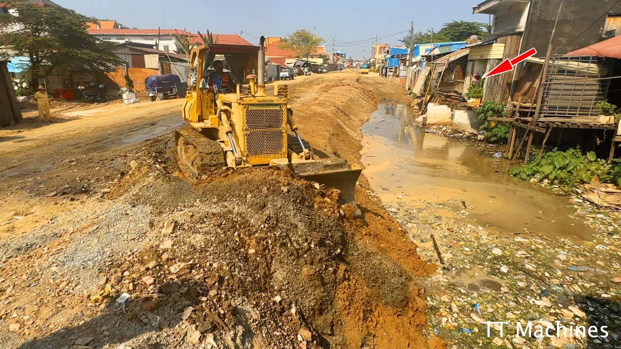 Fully Action 3H Season1 Of Building New Foundation Village Road By D41P Dozer Pushing Stone & Sand