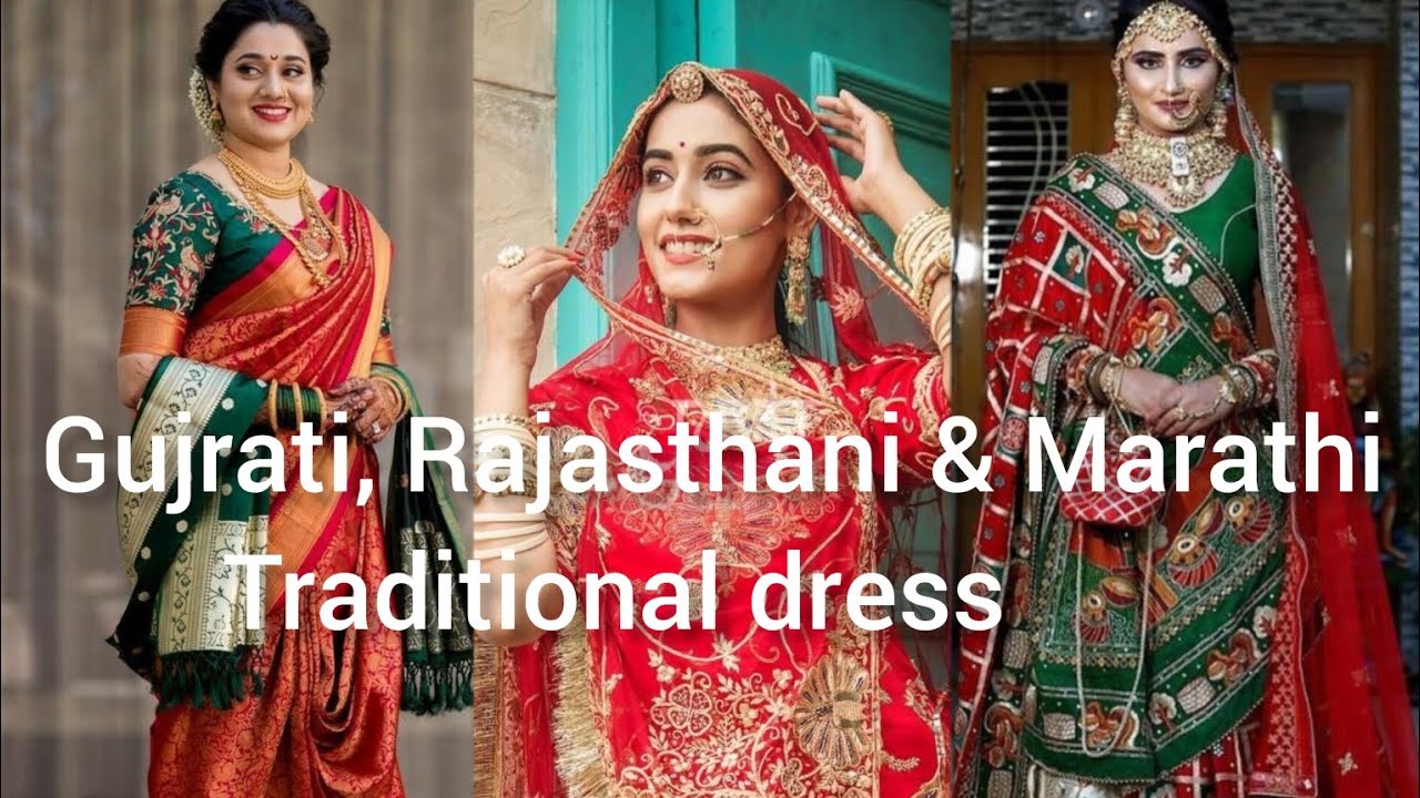 Indian traditional dresses 👰|Rajasthani,Gujrati &marathi traditional dress for female #video #dress