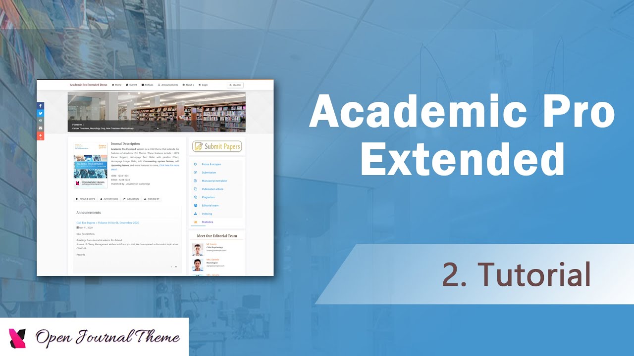 Academic Pro Extended Theme OJS 3 Tutorial | OJT Team