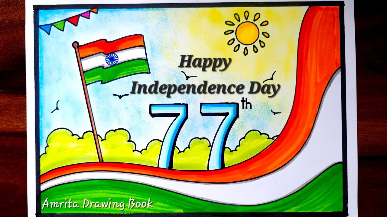 Independence Day Drawing easy | Happy Independence Day Poster drawing | 15 August Special Drawing
