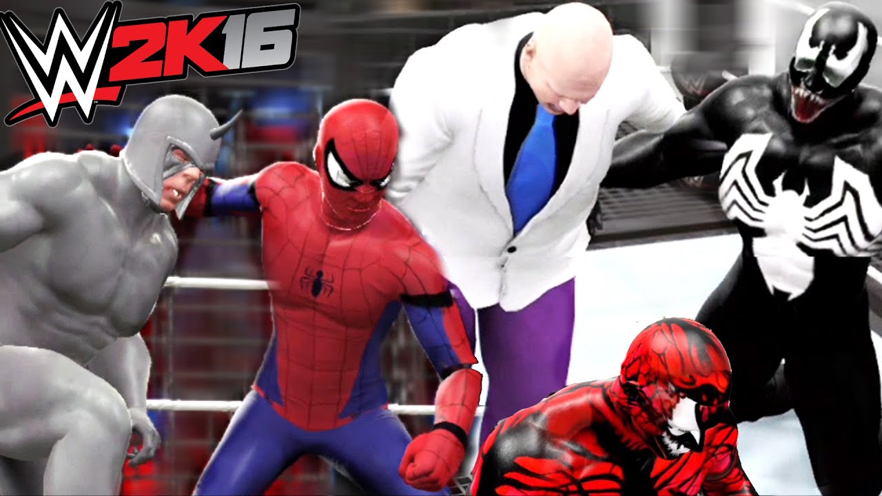 SPIDERMAN VS RHINO VS CARNAGE VS VENOM VS SANDMAN VS KINGPIN | WWE 2K16