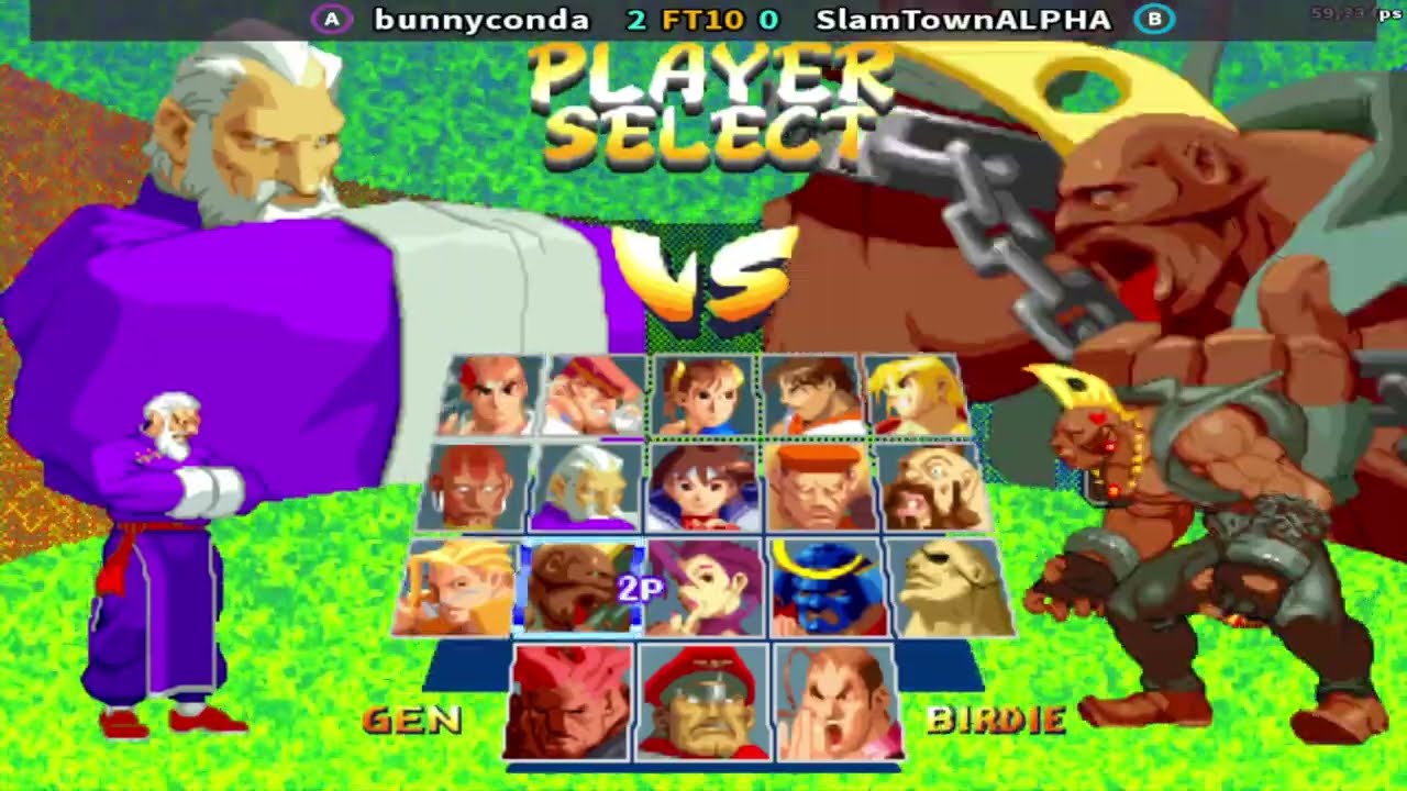Um show à parte essa luta - Bunnyconda 🇺🇸 VS 🇺🇸 SlamTownALPHA2 FT10 - Street Fighter Alpha 2