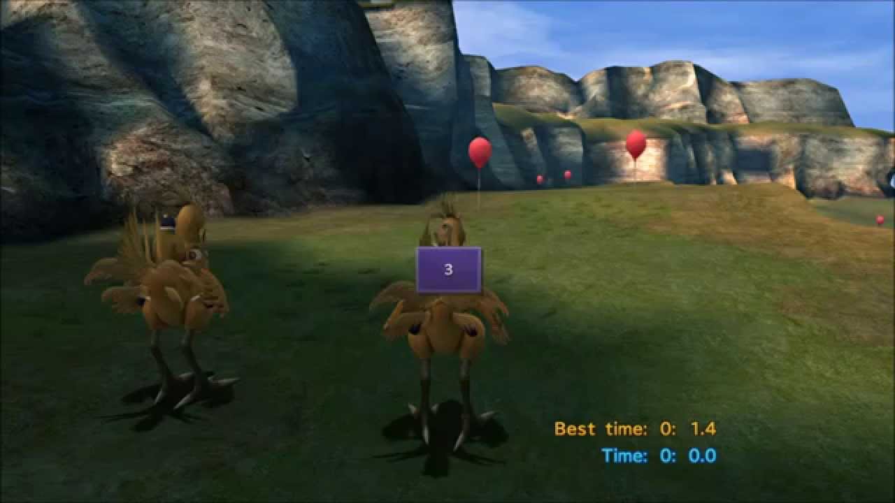 FFX Chocobo Race with 14 balloons and 1 bird hit