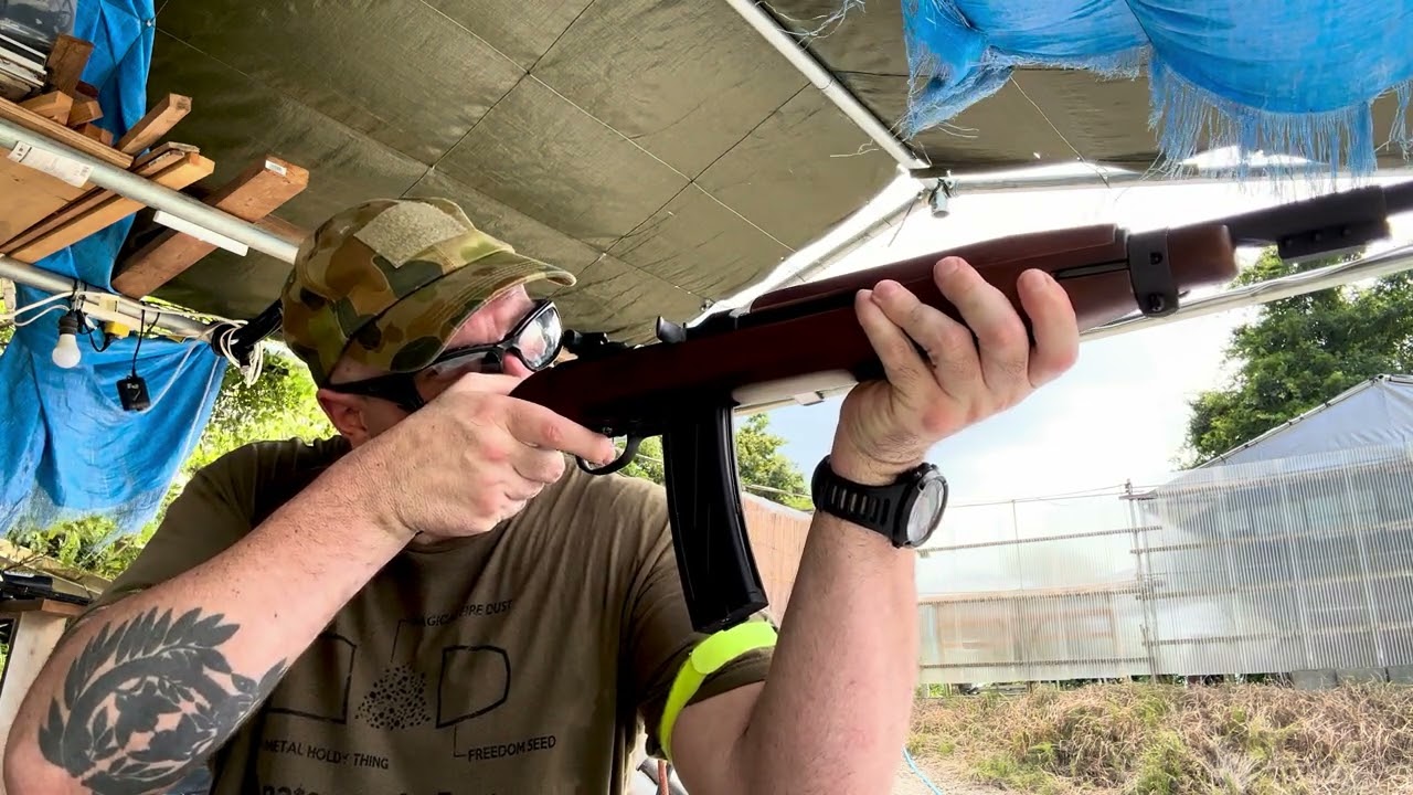 King Arms M2 Carbine GBBR at Bamboo Jungle Airsoft range, Sendai (Airsoft)