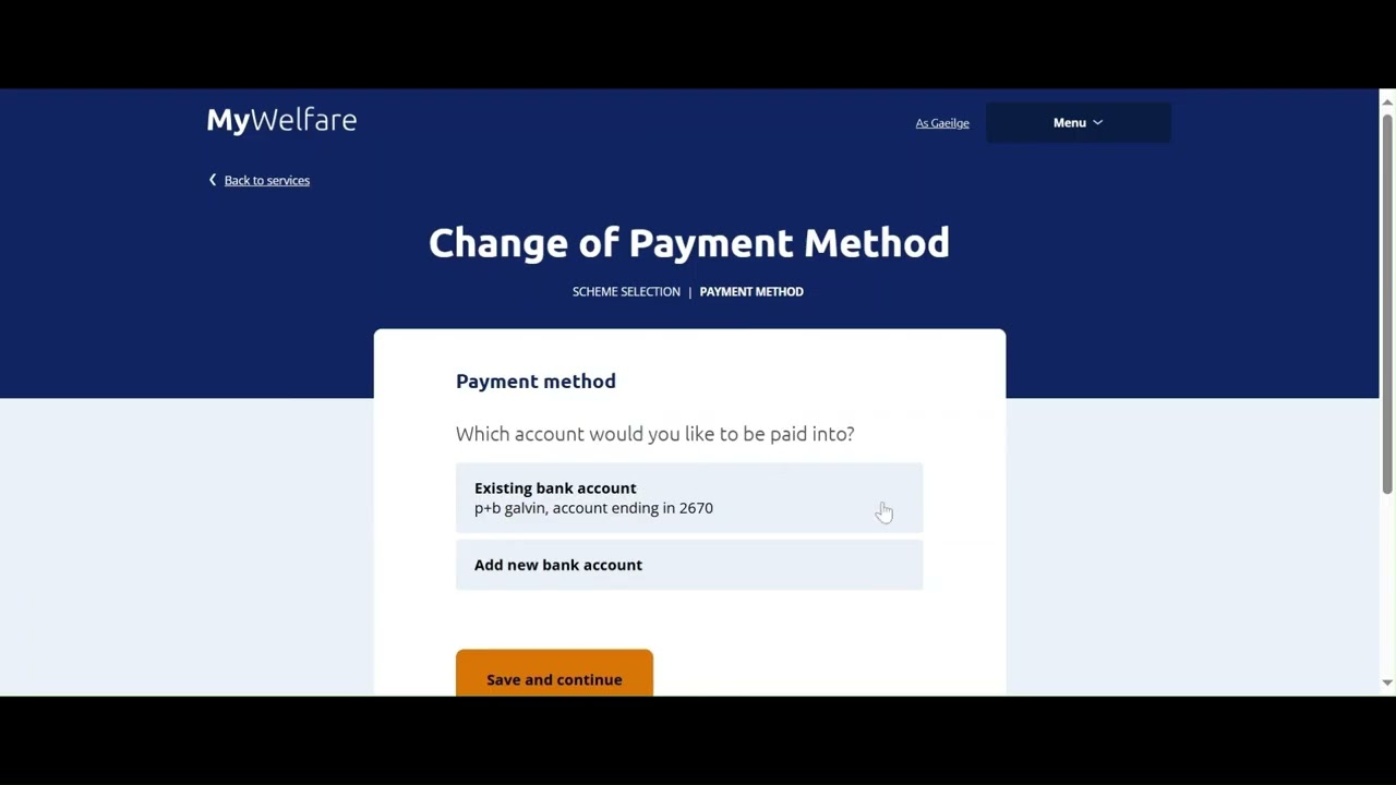 How to change My Payment Method on MyWelfare
