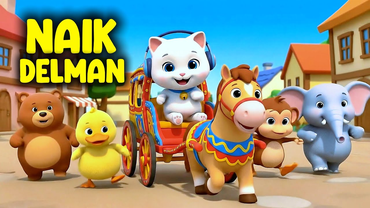 Lagu Anak Anak - NAIK DELMAN - Lagu Anak Balita Terpopuler | Animasi 3D Kucing Lucu Naik Kuda