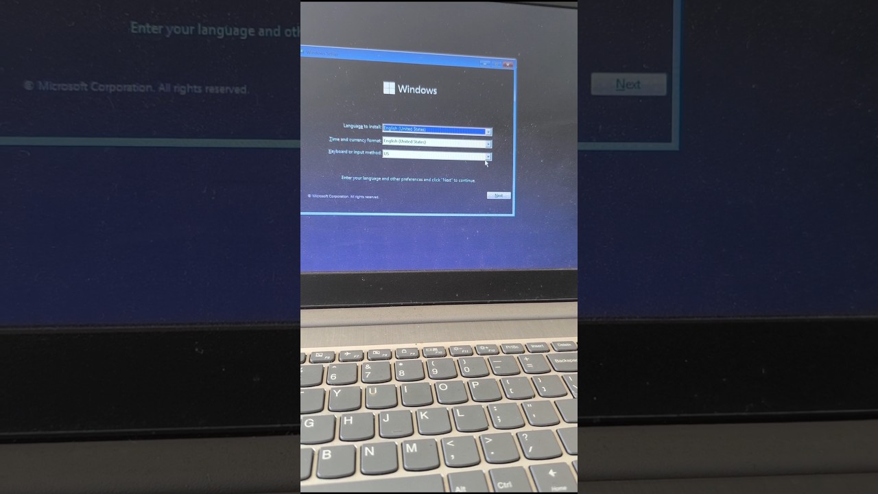 Lenovo laptop Windows 11 installation