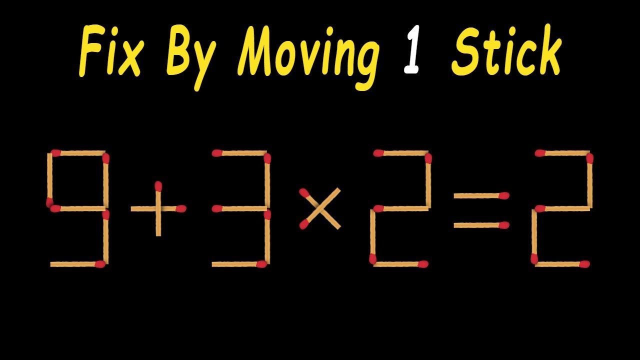 🧠 Incredible Matchstick Puzzle - Fix The Equation by moving 1 stick - Improve IQ
