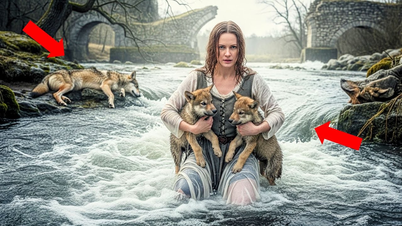 Elle affronta la rivière déchaînée pour deux louveteaux sans défense — sans savo