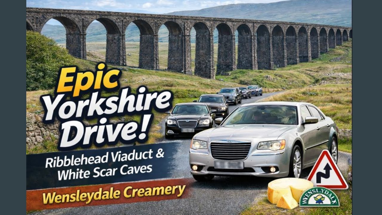 Scenic Drive Through Yorkshire Dales to Wensleydale Creamery:  Ribblehead Viaduct & White Scar Caves