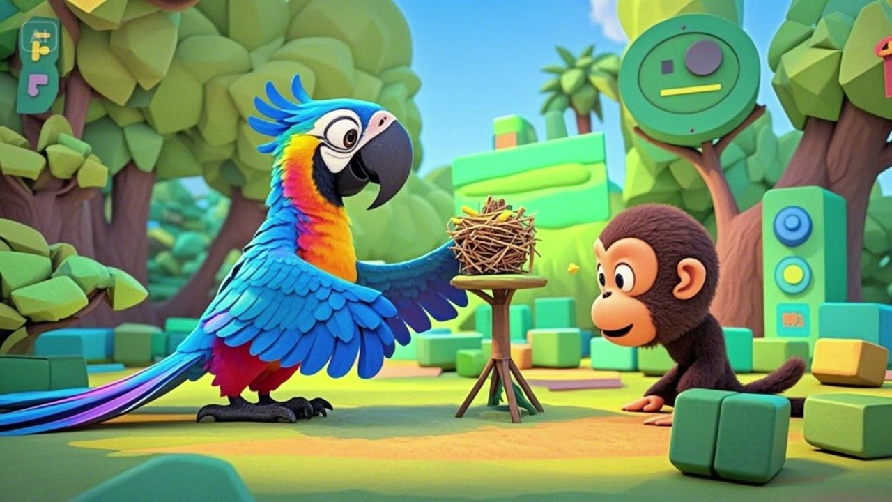 Parrot Shows Monkey How to Build a Nest 🦜🐒