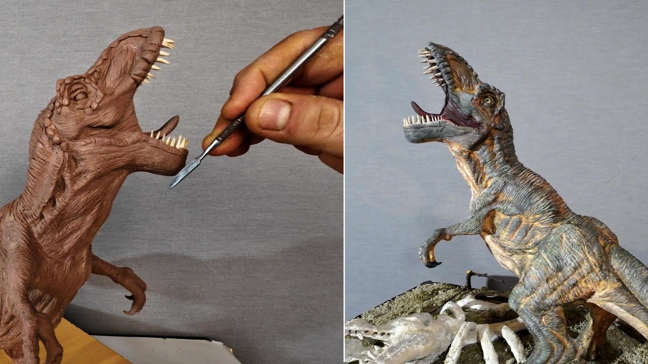 T-rex sculpture making step by step