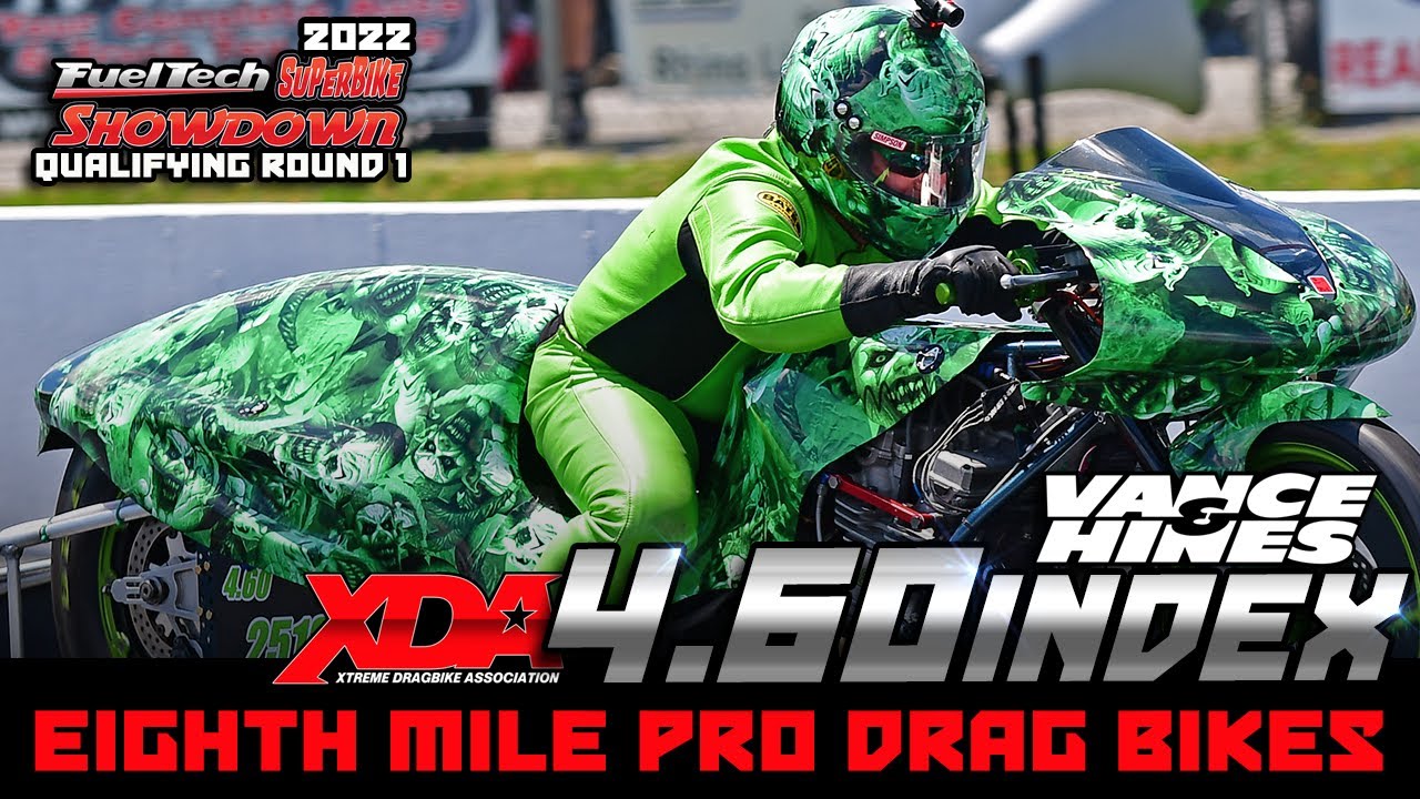 XDA 4.60 Index Qualifying Round 1- Eighth Mile Pro Drag Bike Motorcycle Drag Racing - Wheelie Bars