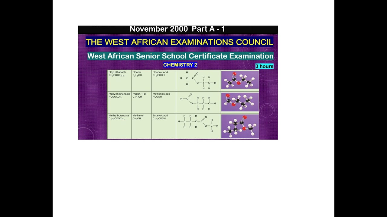 WAEC 2000 - QUESTIONS & ANSWERS - WASSCE CHEMISTRY PAPER 2 - Part A - Questions 1 - 30