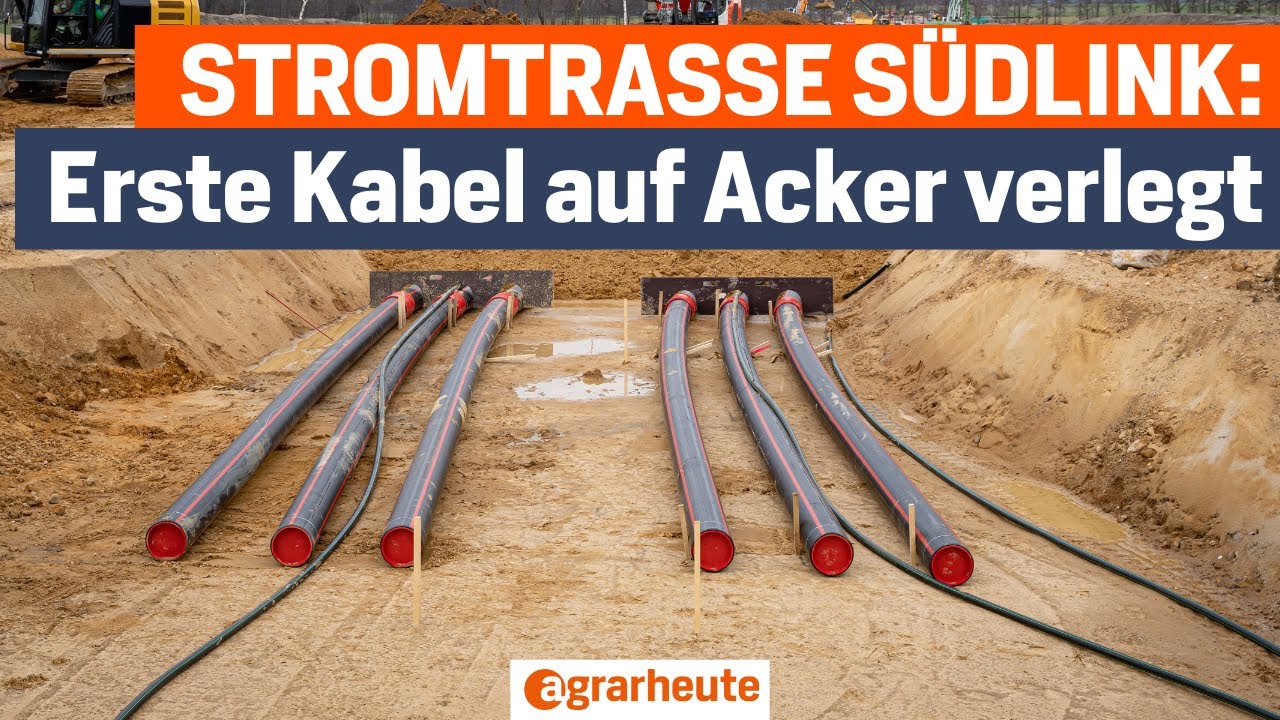Stromtrasse Südlink: Erste Erdkabel auf dem Acker verlegt