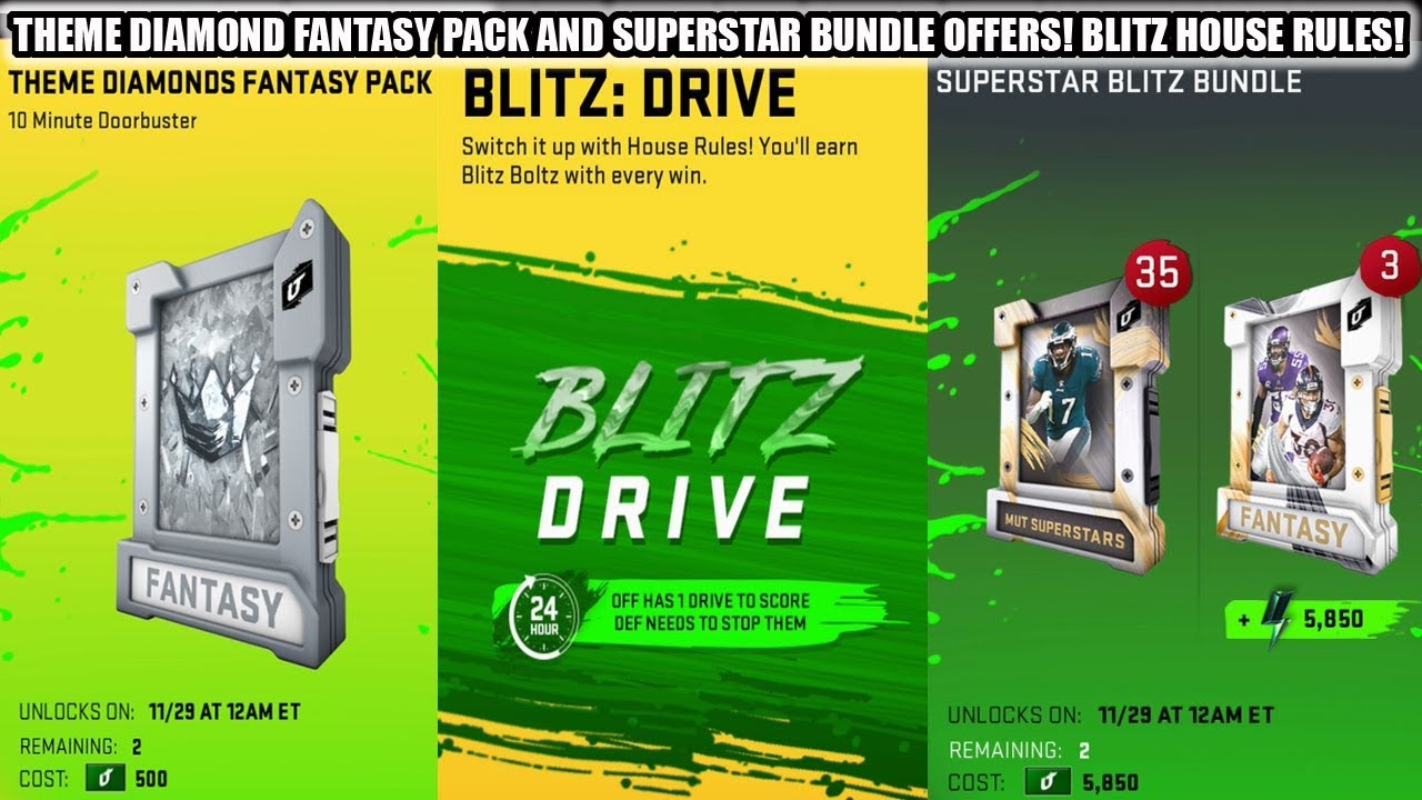 THEME DIAMOND FANTASY PACK AND SUPERSTAR BUNDLE OFFERS! BLITZ HOUSE RULES! | MADDEN 20 ULTIMATE TEAM