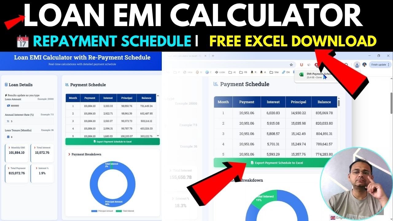 Loan EMI Calculator in Excel + 📆 Repayment Schedule | 📁 Free Excel Download