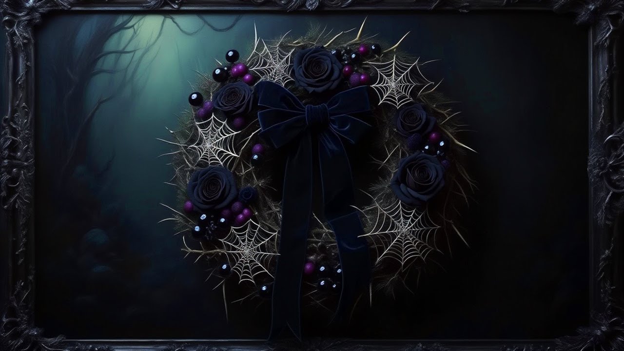 Moody Gothic Christmas Wreath | Wednesday Aesthetic Dark Holiday Art @SacredStillness2026