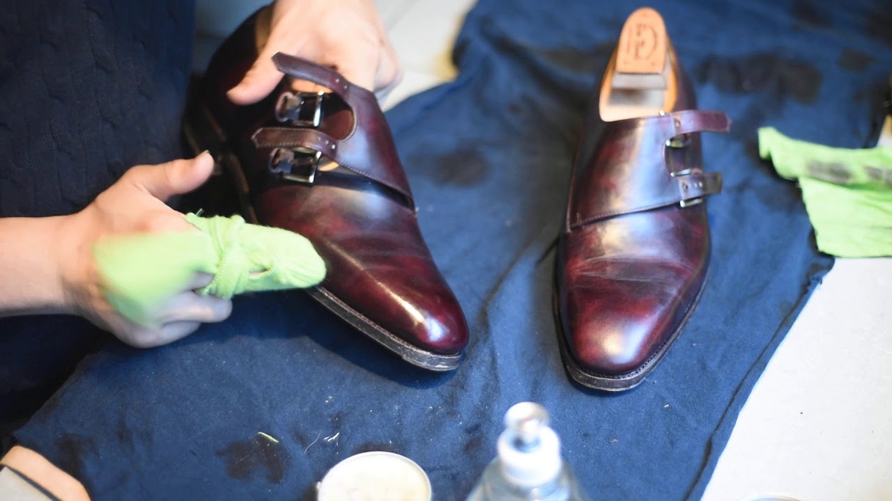 ASMR How to shine Meermin double monk strap shoes