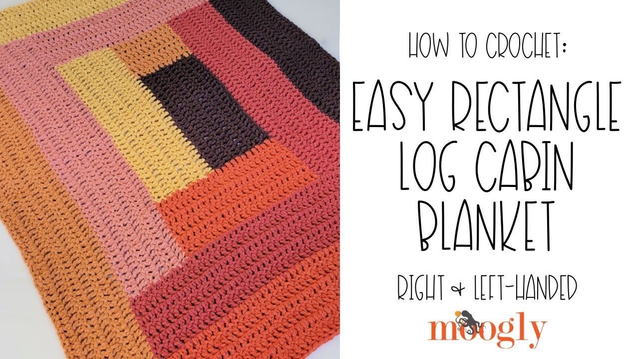 How to Crochet: Easy Rectangle Log Cabin Blanket (Right Handed)
