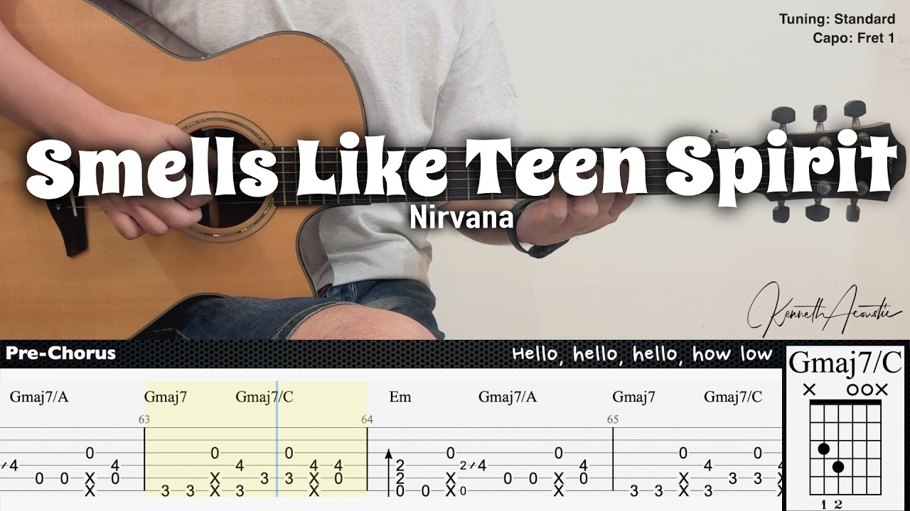 Smells Like Teen Spirit - Nirvana | Fingerstyle Guitar | TAB + Chords + Lyrics