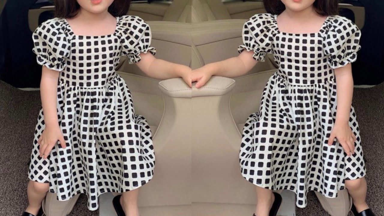 Beautiful Elastic Puff Sleeve Baby Frock Cutting and Stitching | DIY Easy Baby Frock For beginners