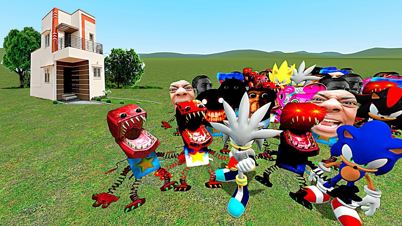 SONIC THE HEDGEHOG AND BOXY BOO VS HOUSES IN GARRYS MOD
