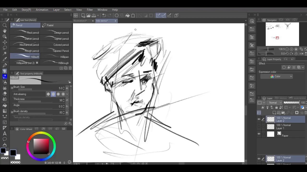 everyday pencil - HiBi soft pencil demo -  preferred FREE CSP brushes