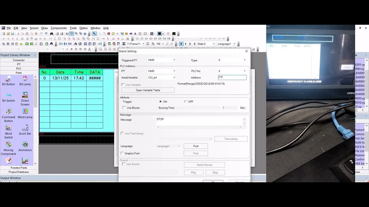 Omron NB7W HMI Alarm Setting Headline Alarm Online Simulation #omronindustrialautomation
