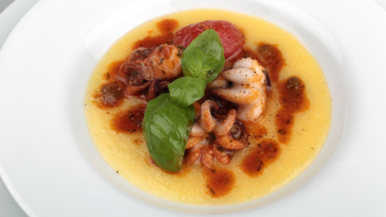 Le ricette di Bruno Barbieri: Guazzetto di moscardini con pomodori pizzutello e crema di mais