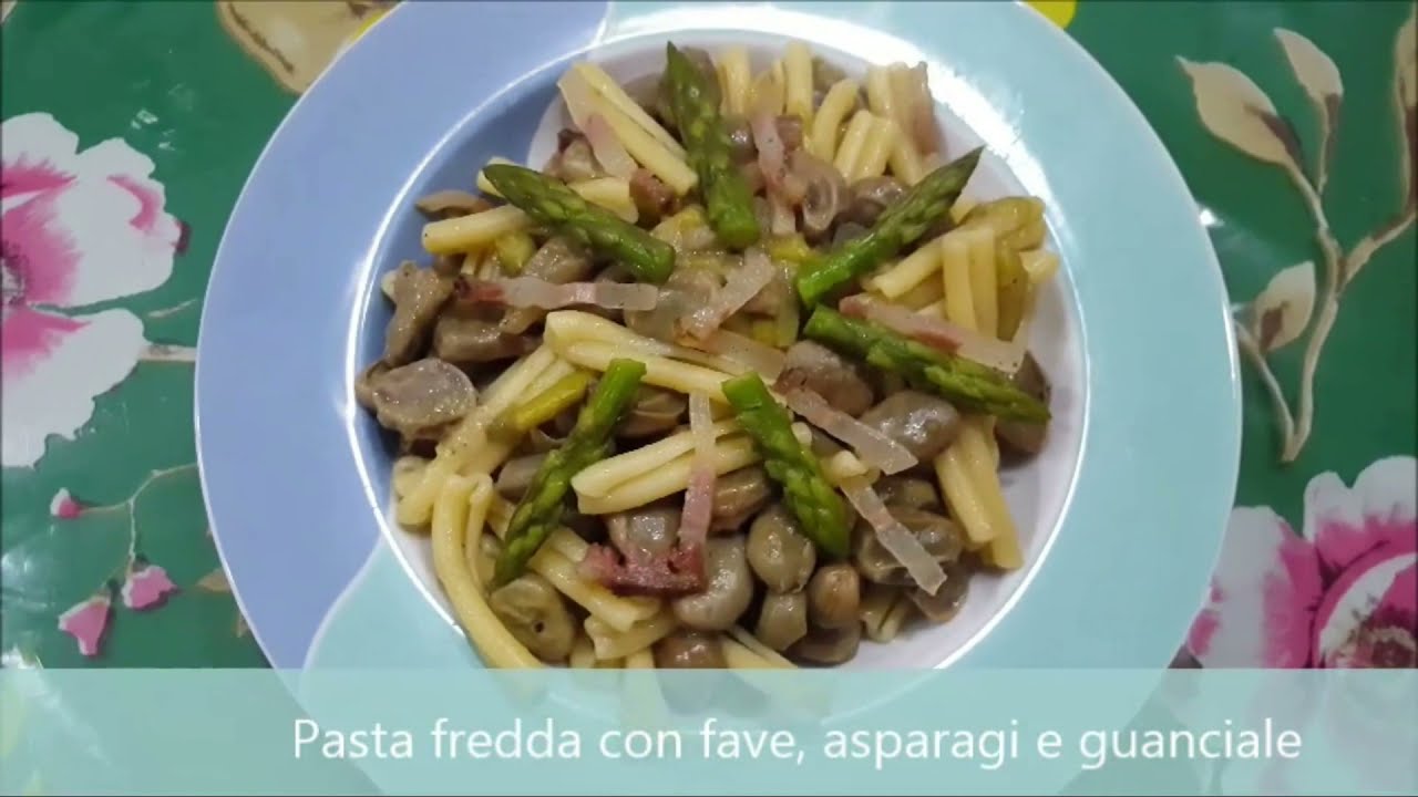 Pasta fredda con asparagi, fave e guanciale - Ricetta facile e veloce