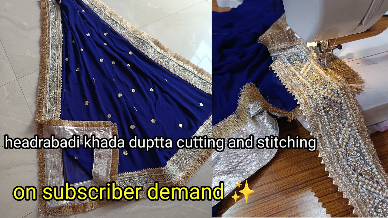 kiran lace ke sath palta kese lagae, border lace or palta ek sath kese lagaen.hedrabadi khada duptta