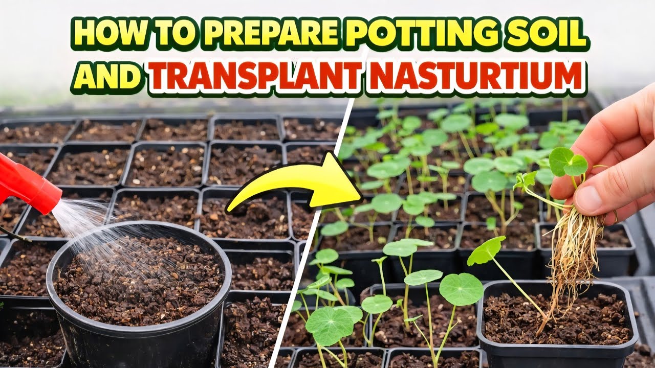 How to Prepare Potting Soil & Transplant Nasturtium Seedlings (Step-by-Step)