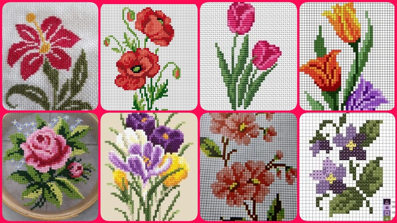 cross stitch flower hand embroidery design/Flower embroidery pattern