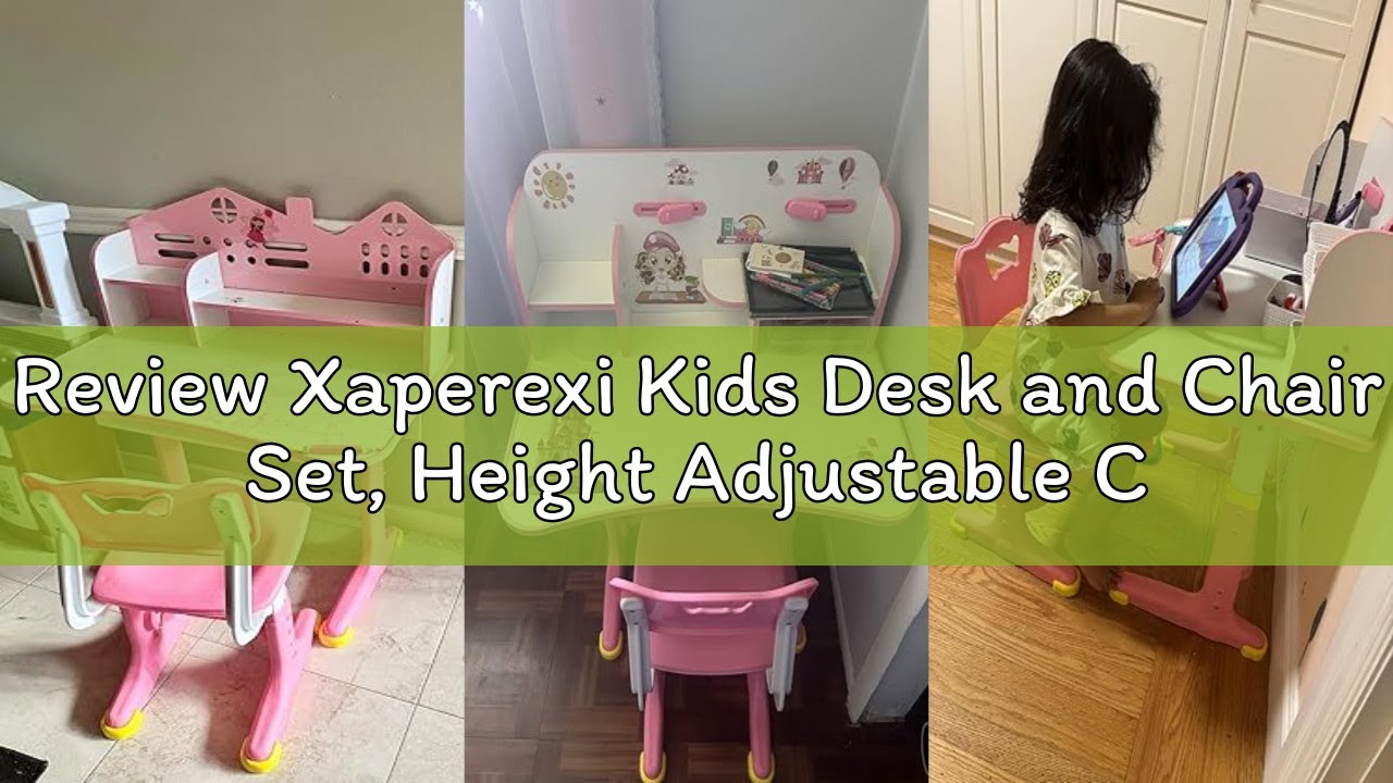Review Xaperexi Kids Desk and Chair Set, Height Adjustable Child's School Study Writing Tables, Kids