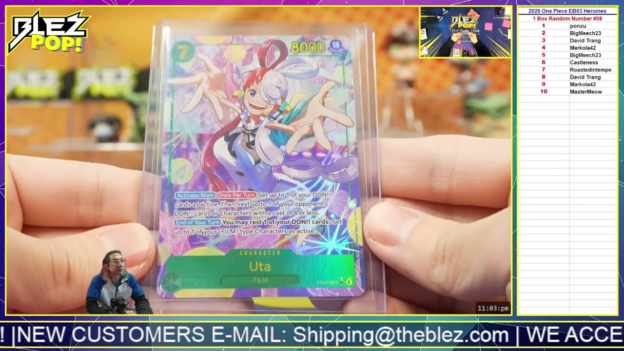 2026 One Piece Trading Card Game EB03 Heroines Edition 1 Box Random Number #08
