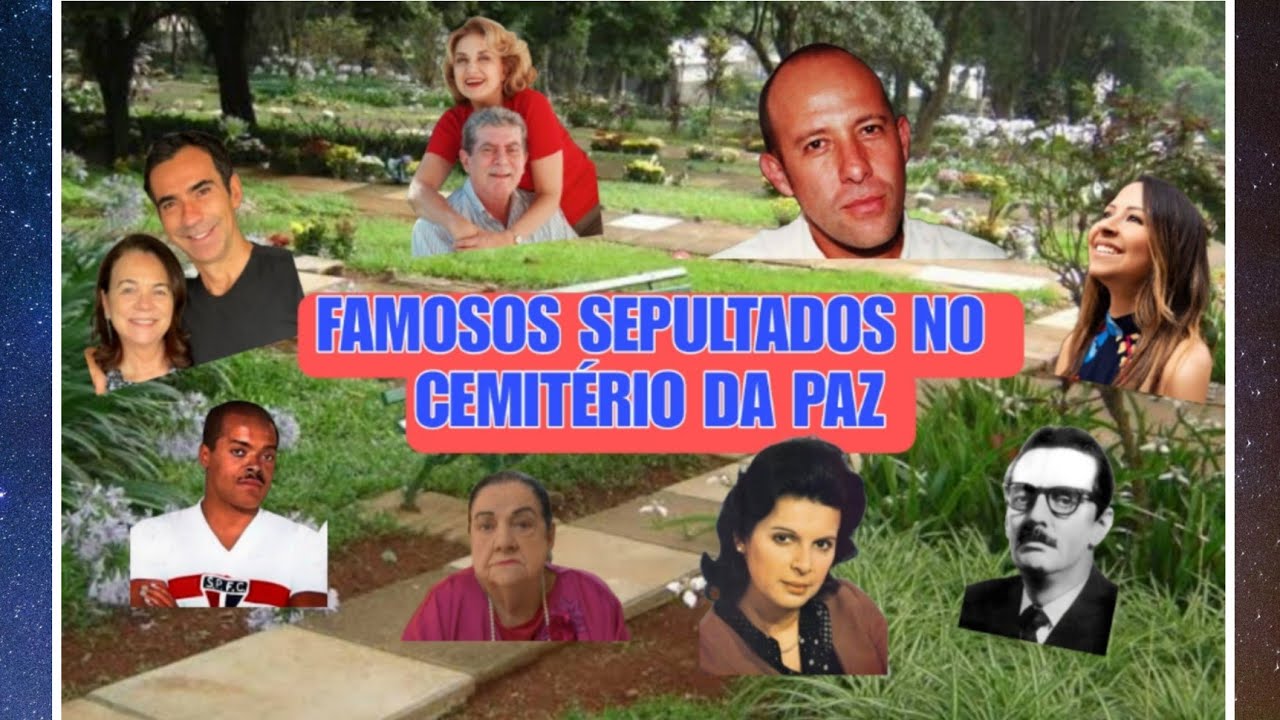 Túmulos de famosos sepultados no Cemitério da Paz em São Paulo.