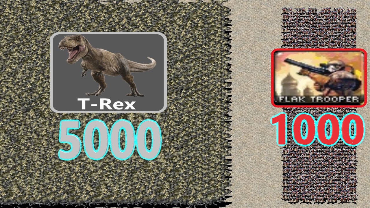 5000 Dinosaurs vs 1000 Flak Troopers - Red Alert 2