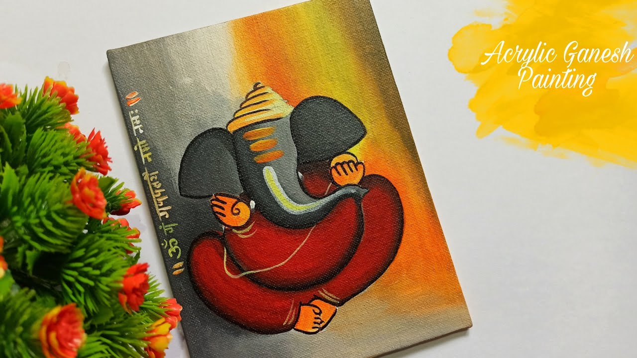How to paint Ganesh using Acrylic Paints | Canvas Painting |How to paint Ganesh on Canvas