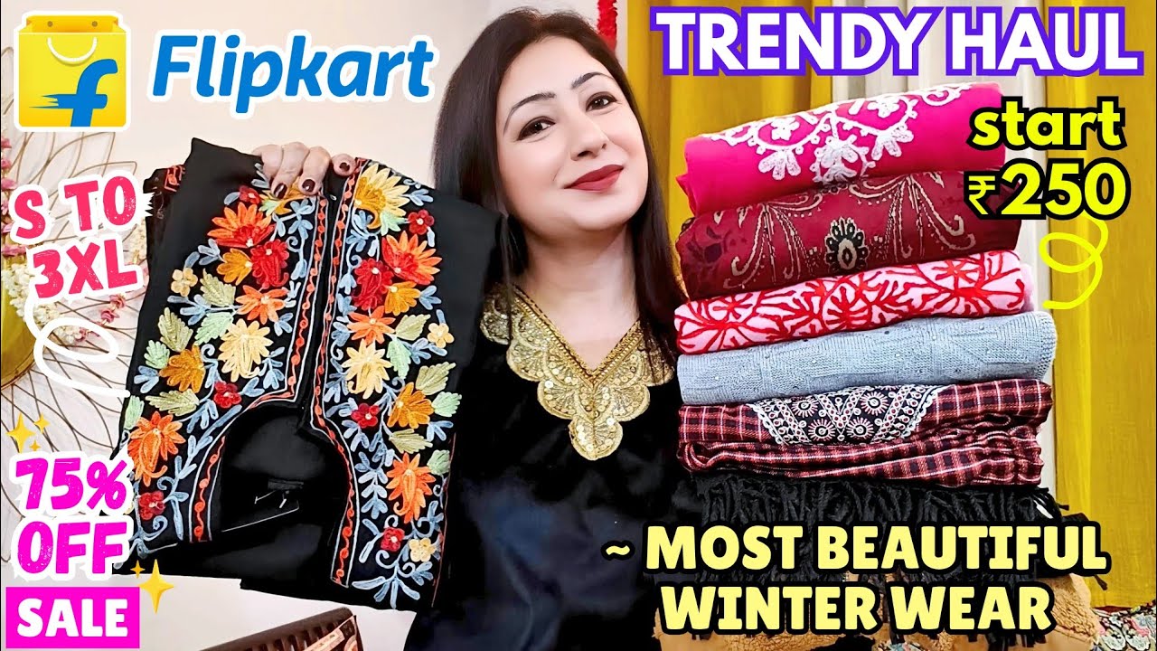 Flipkart Winter wear Kurta Haul @ ₹252/Woolen Suit, Kashmiri Kurti,Kaftan,Sweatshirt, Shawl,Legging 