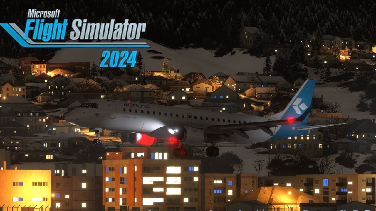 A Spectacular Winter Flight Simulator 2024 E190 Approach into Innsbruck