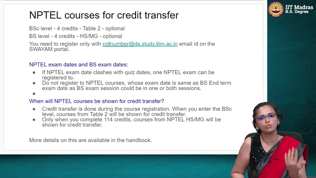 IITM BS - DS: NPTEL courses for credit transfer in the Degree Level
