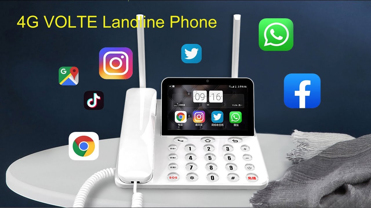 Стационарный телефон 4G VOLTE на базе Android 7.1 с поддержкой 2 SIM-карт и слотом для SD-карты.