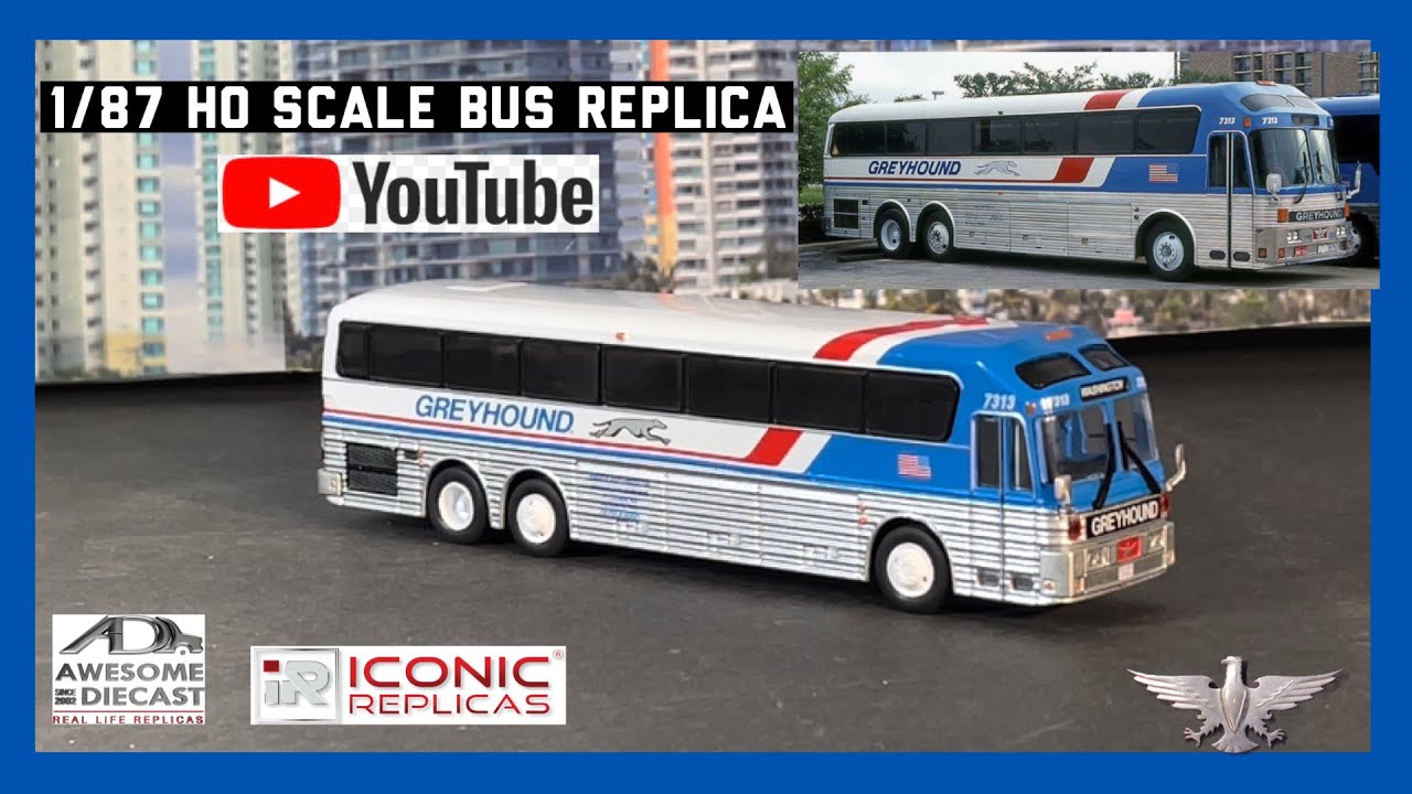 1/87 HO Scale Iconic Replicas Awesome Diecast Greyhound Eagle Model 10 Bus!